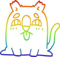 rainbow gradient line drawing cartoon funny cat vector