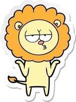 sticker of a cartoon bored lion vector