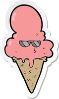 sticker of a cartoon cool ice cream vector