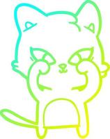 cold gradient line drawing cute cartoon cat vector