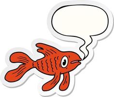 cartoon fish and speech bubble sticker vector