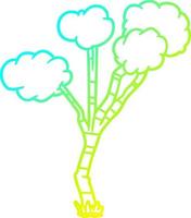 cold gradient line drawing cartoon sparse tree vector