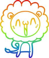 rainbow gradient line drawing happy cartoon lion vector