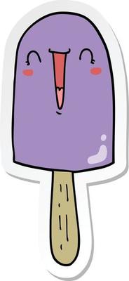 sticker of a cartoon happy ice lolly