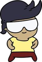 cartoon kawaii kid with shades vector