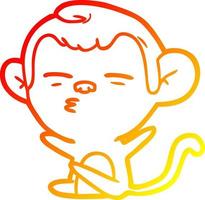 warm gradient line drawing cartoon suspicious monkey vector