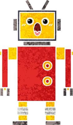 retro illustration style cartoon robot