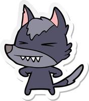 sticker of a angry wolf cartoon vector