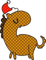 christmas cartoon of kawaii horse vector