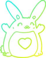 cold gradient line drawing cartoon rabbit with love heart vector