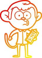 warm gradient line drawing cartoon salesman monkey vector