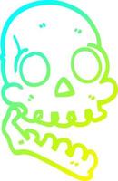 cold gradient line drawing cartoon happy skull vector