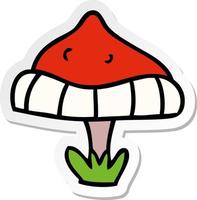 sticker cartoon doodle of a single toadstool vector