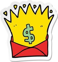 sticker of a cartoon envelope with money sign vector