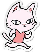 sticker of a cartoon cat running vector