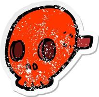 retro distressed sticker of a cartoon skull mask vector