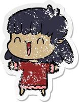 distressed sticker of a cartoon woman vector