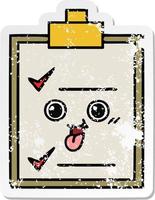 distressed sticker of a cute cartoon check list vector