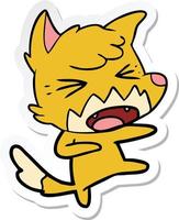 sticker of a angry cartoon fox attacking vector