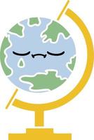 flat color retro cartoon globe of the world vector