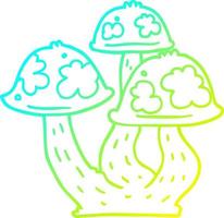 cold gradient line drawing cartoon mushrooms vector