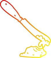 warm gradient line drawing cartoon knife spreading butter vector