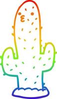 rainbow gradient line drawing cartoon cactus vector