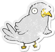 distressed sticker of a cartoon bird vector