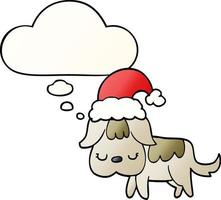 cute christmas dog and thought bubble in smooth gradient style vector