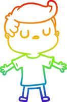 rainbow gradient line drawing cartoon aloof man vector