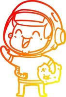 warm gradient line drawing happy cartoon astronaut vector