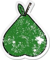 distressed sticker of a cute cartoon pear vector