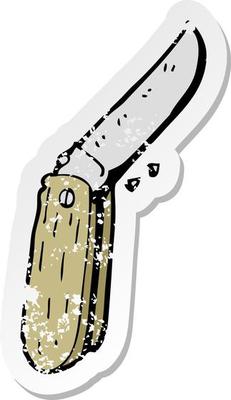 retro distressed sticker of a cartoon folding knife