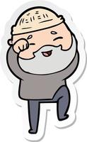 sticker of a cartoon happy bearded man vector