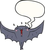 cartoon happy vampire bat and speech bubble vector