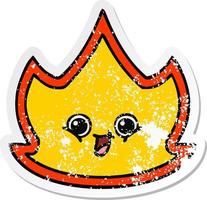 distressed sticker of a cute cartoon fire vector