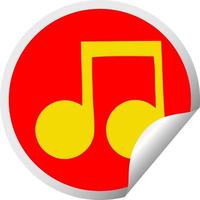circular peeling sticker cartoon musical note vector