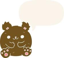 cartoon bear and speech bubble in retro style vector