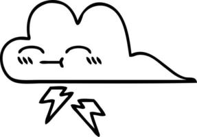 line drawing cartoon thunder cloud vector