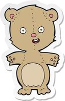 sticker of a cartoon teddy bear vector