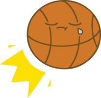 flat color retro cartoon basketball vector