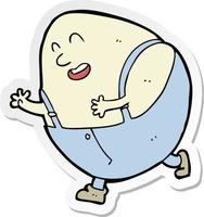 sticker of a cartoon humpty dumpty egg character vector