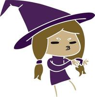 cartoon of a cute witch kawaii girl vector