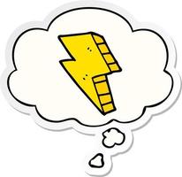 cartoon lightning bolt and thought bubble as a printed sticker