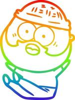 rainbow gradient line drawing cartoon bearded man vector