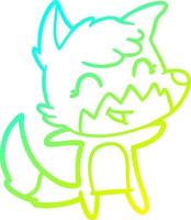 cold gradient line drawing happy cartoon fox vector