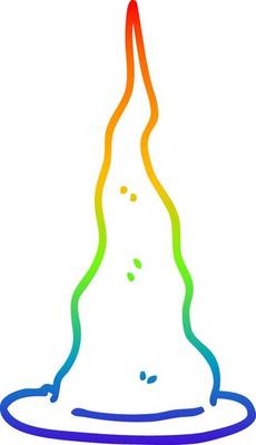 rainbow gradient line drawing cartoon witch hat