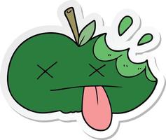 sticker of a cartoon bitten apple vector