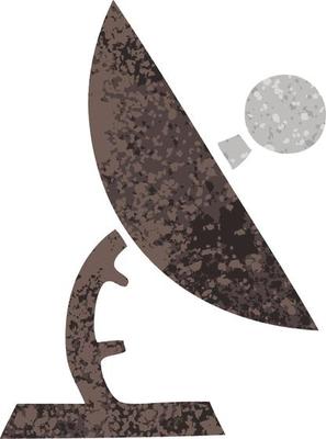 retro illustration style cartoon satellite dish
