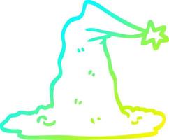 cold gradient line drawing cartoon wizard hat vector
